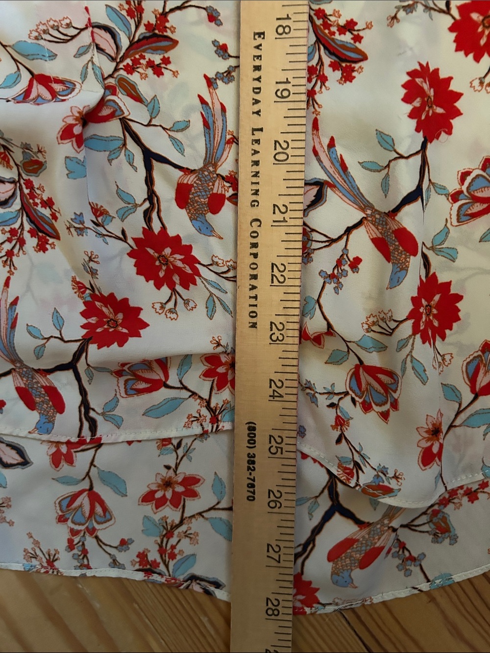 Rose & Olive Cream Floral V-Neck Sleeveless Top with Red & Light Blue Accents - Picture 11 of 11